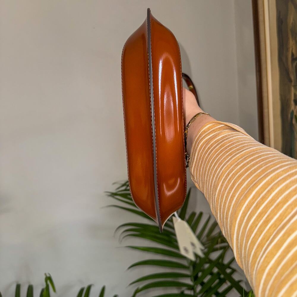 NWT Tory Burch Robinson Spazzolato Crescent Bag - Rare Dark Sienna - Convertible - Picture 8 of 11